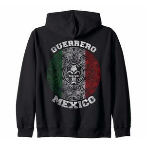 Guerrero Aztec Mayan Calendar Skull. Mexico Pride Symbol Zip Hoodie